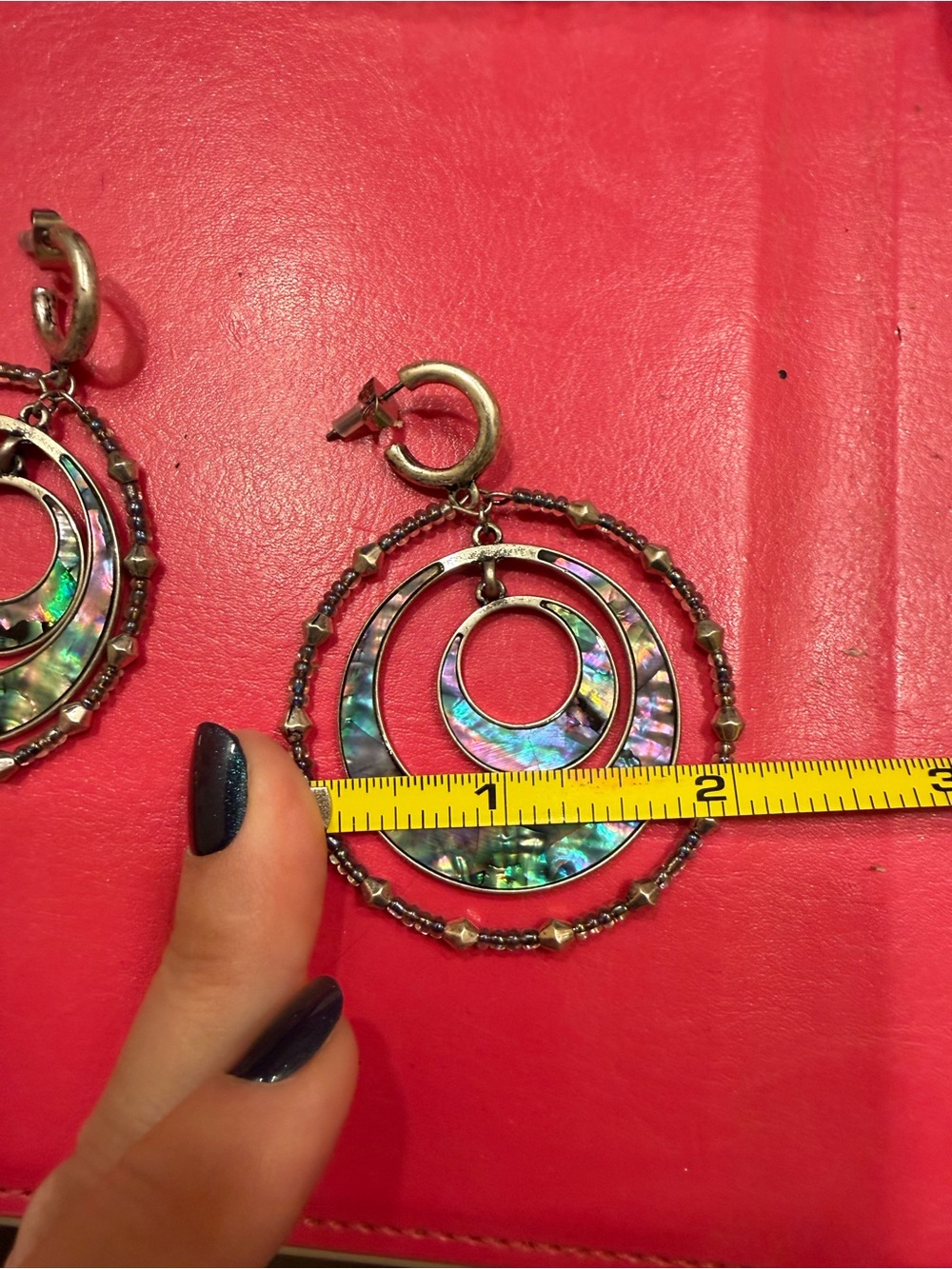 Free People Iridescent Abalone Hoop Drop Earrings - Picture 11 of 11